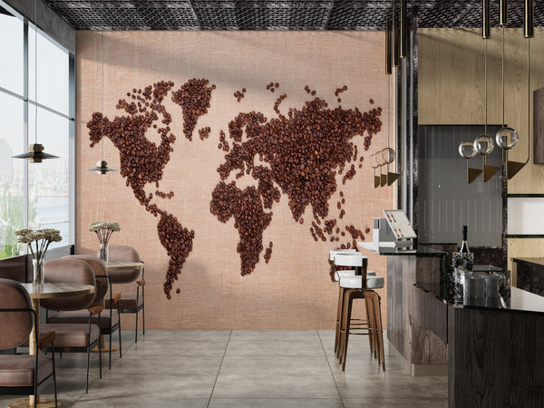 Murals Food | Coffee Mural Art | World Map Kitchen Wall Mural