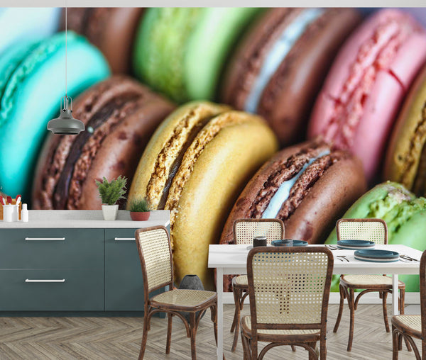 Dining Room Mural | Coffee Mural Art | French Macaron Kitchen Wall Mural