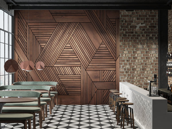 Textured Wall Murals | Geometrical Wooden Texture Wallpaper