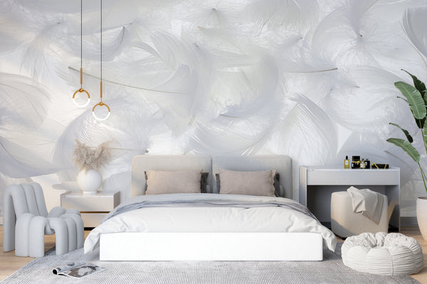 Texture Wallpaper | White Fluffy Feathers Wallpaper