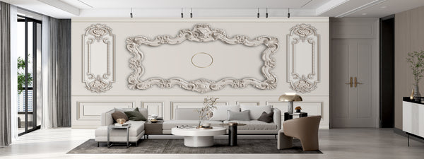 Texture Wallpaper | Ivory White Classic Ornaments Wallpaper