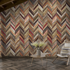 Interior Wall Paper Texture | Mosaic Wooden Ornament Wallpaper