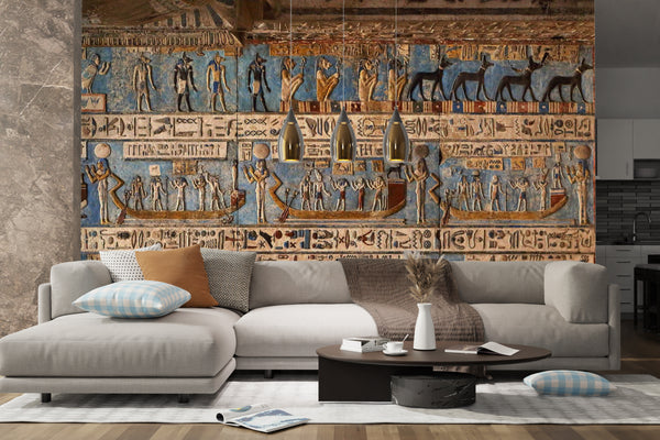 Texture Wallpaper, Non Woven, Epyptian National Art Wall Mural, Hieroglyph Wallpaper