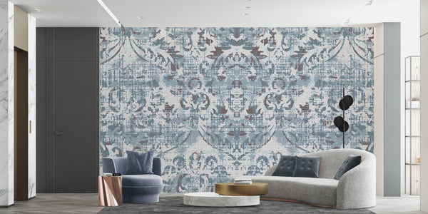 Abstract Wallpaper Mural | Blue & Grey Abstract Wallpaper