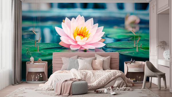 Flower Wallpaper, Non Woven, Water Lily Wallpaper, Lotus Flower Wall Mural