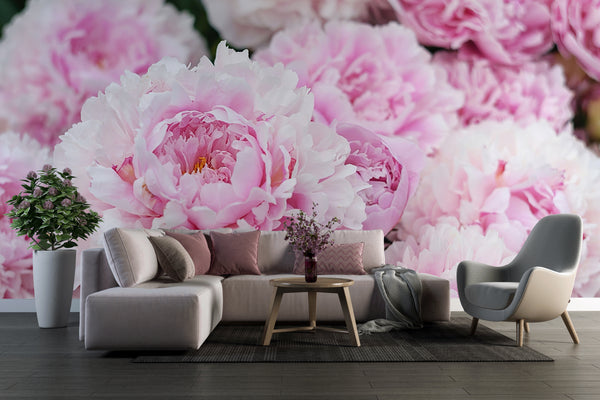 Flower Wallpaper, Non Woven, Large Pink Peonies Wallpaper, Floral Bouquet Wall Mural