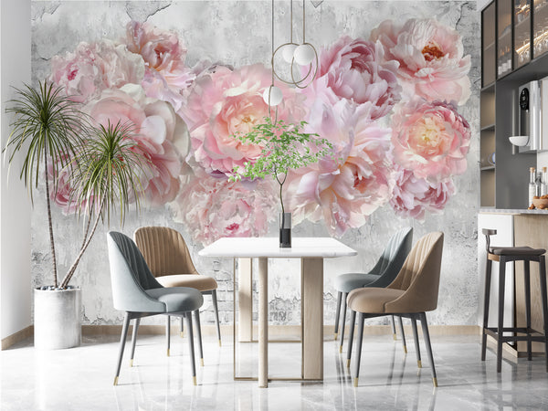  Pink Large Peonies Wallpaper