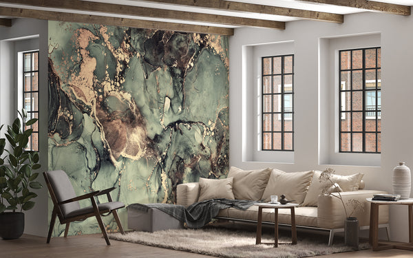 Wallpaper Mural, Non Woven, Dark Alcohol Inks Wallpaper, Abstract Marble Texture Wall Mural