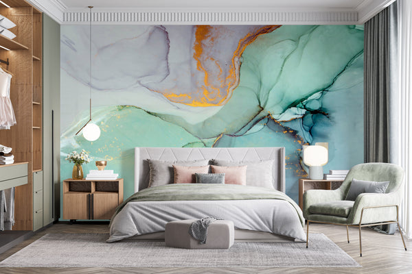   Abstract Green & Gold Wall Mural