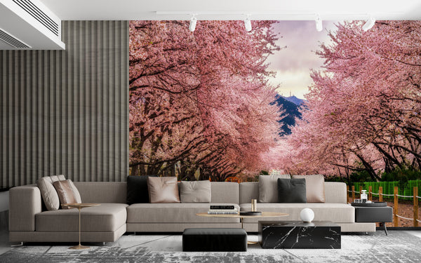 Nature Wallpaper, Non Woven, Best Cherry Blossom Trees Wallpaper, Pink Sakura Flowers Wall Mural