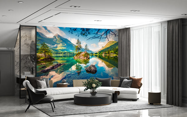 Nature Wallpaper, Non Woven, Lake in Mountains Wallpaper, Wonderful Nature, Wildlife Wall Mural