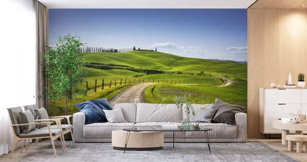 Nature Wallpaper, Non Woven, Summer Hills Wallpaper, Green Nature Wall Mural