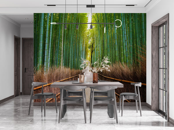 Nature Wallpaper, Non Woven, Bamboo Forest Wallpaper, Road in Bamboo Forest Wall Mural