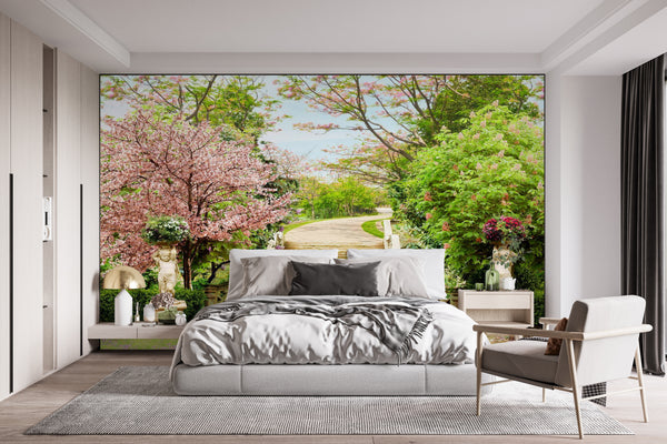 Fresco Mural | Pink Blossom Trees Wall Mural