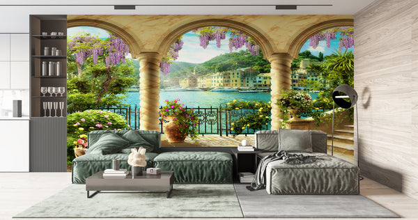 Fresco Wallpaper Mural | Arched Teracce Wall Mural