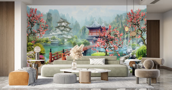 Fresco Mural | Chinese Gardern in Mountains Wall Mural