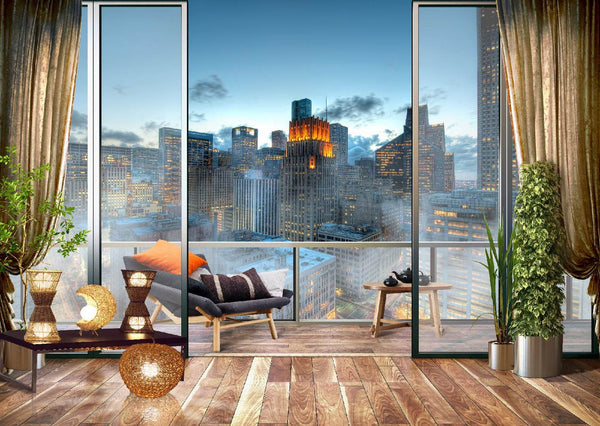 Fresco Wallpaper, Non Woven, Evening City on City Wallpaper, Skyscrapers Wall Mural