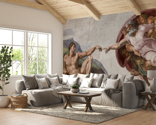 Fresco Wallpaper, Non Woven, The Creation Of Adam By Michelangelo Wallpaper Mural