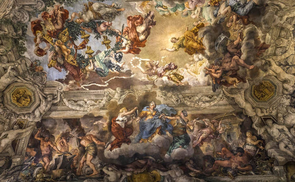 Fresco Wallpaper, Non Woven, Ceiling fresco in Palazzo Barberini, Rome, Italy Wall Mural