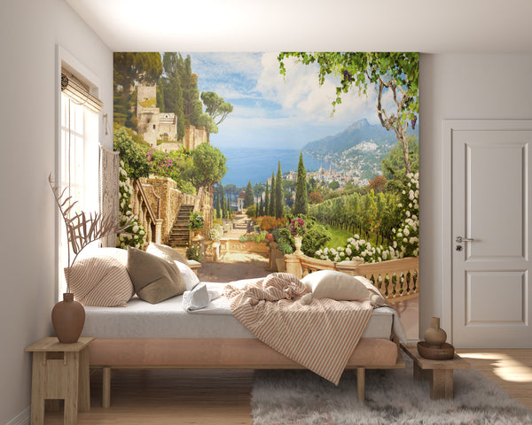 Fresco Mural | Vintage Avenue in Garden Wallpaper