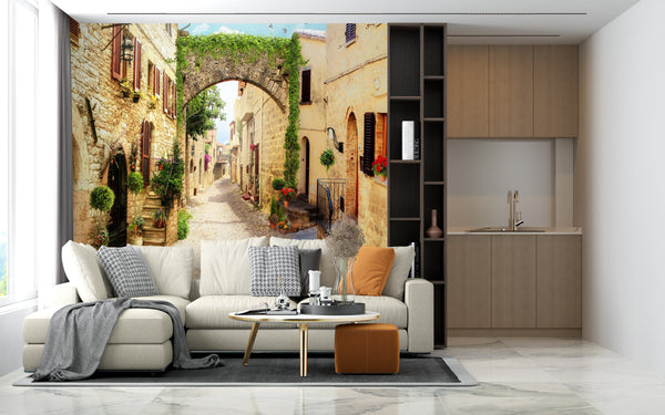 Fresco Wallpaper | European Vintage Village Wall Mural