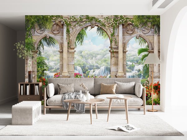 Fresco Wallpaper Mural | Waterfall Landscape Wallpaper