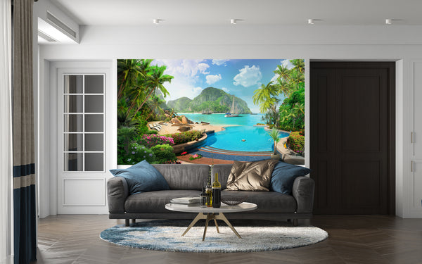 Fresco Wallpaper, Non Woven, Paradise Wallpaper, Heaven on the Earth Wall Mural