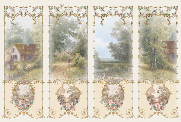 Fresco Wallpaper, Non Woven, Village Forest View Wallpaper, Fresco Collection Wall Mural