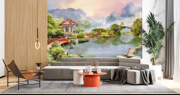 Fresco Wallpaper Mural | Mountain Landscape Wall Mural