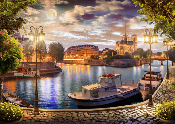 Fresco Wallpaper, Non Woven, Evening City Wallpaper, River in the City Wall Mural