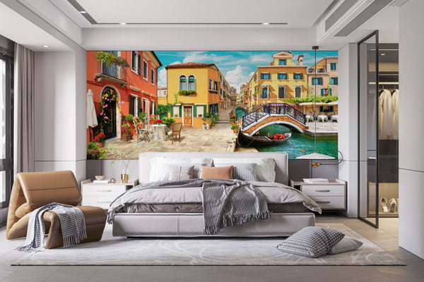 Fresco Wallpaper Mural | Colorful Streets of Venice Wallpaper