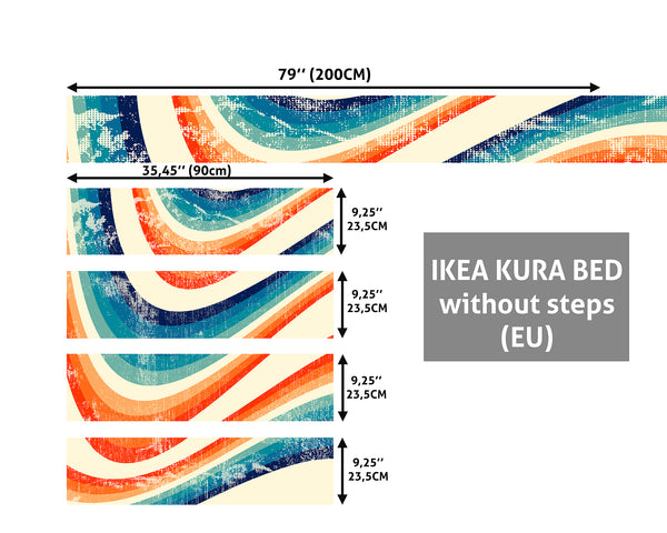 Kura Bed Stickers, Retro Colourful Strips IKEA Kura Bed, Decal for Kids, Vintage Rainbow Colours, Ikea bunk bed stickers, Peel & Stick Vinyl, Removable Decal