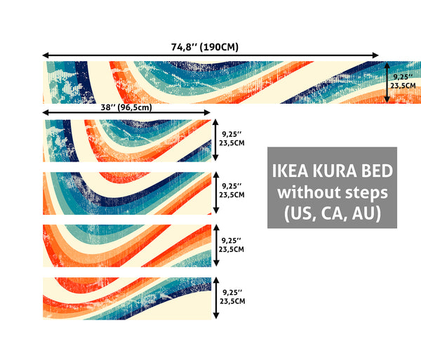 Kura Bed Stickers, Retro Colourful Strips IKEA Kura Bed, Decal for Kids, Vintage Rainbow Colours, Ikea bunk bed stickers, Peel & Stick Vinyl, Removable Decal