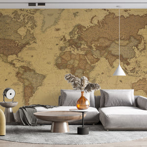 World Map Murals | Ancient Geographic Map Of The World Wallpaper