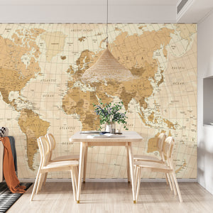 Global Map Wallpaper | Vintage Gold World Map Wallpaper