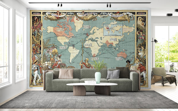 World Map Wallpaper, Non Woven, Imperial Federation Wallpaper, Map of the World Wall Mural
