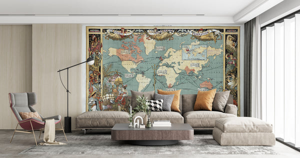 Political World Map Wallpaper Mural | Imperial Federation Wallpaper
