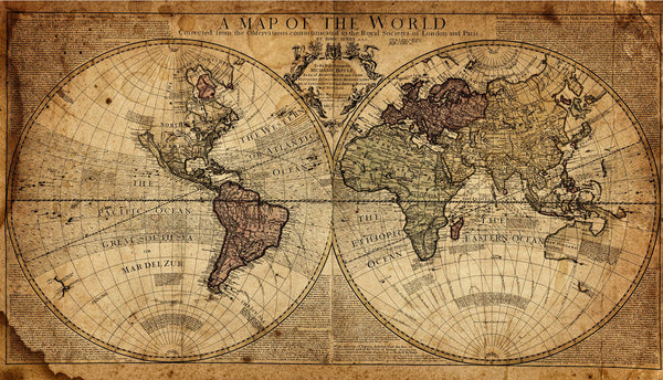 World Map Wallpaper, Non Woven, Vintage World Map Wallpaper, Old Style Map Wall Mural