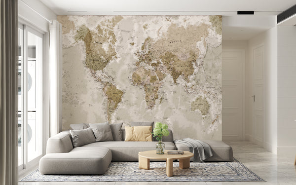 World Map Murals for Walls | International World Antique Wallpaper
