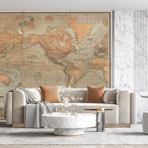 World Map Wallpaper | Geographical Vintage Map Wall Mural