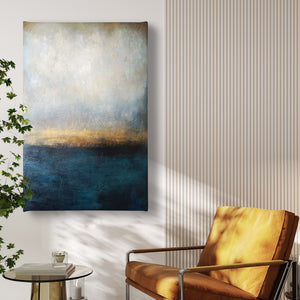 Canvas Wall Art | Vintage Gold & Blue Abstract Oil Painting Wall Poster