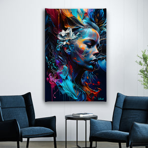 Canvas Wall Art | Colorful Women with Flowers Art Wall Poster