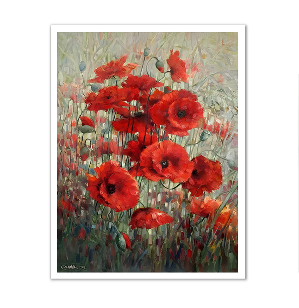 Canvas Wall Art, Red Poppy Flowers, Wall Poster