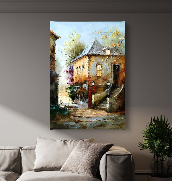 Canvas Wall Art - Oil Painted Old House