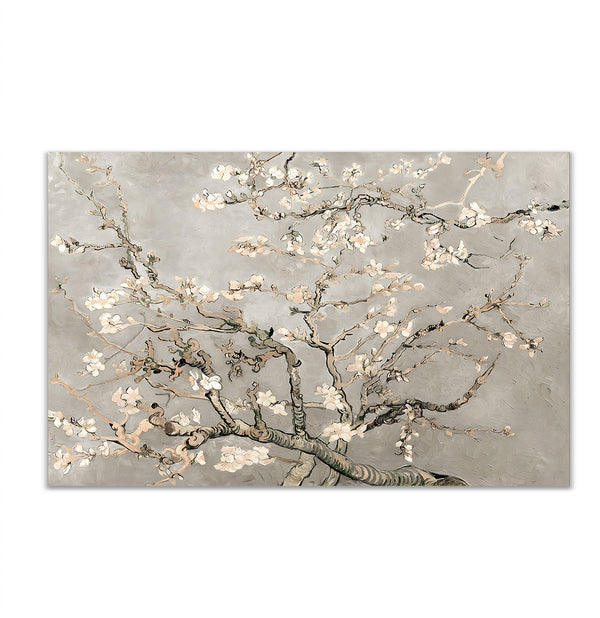 Canvas Wall Art, Blooming Almond Branches on beige background, Wall Poster