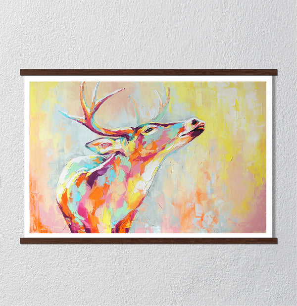 Canvas Wall Art, Oil Painted Deer Animal, Wall Poster