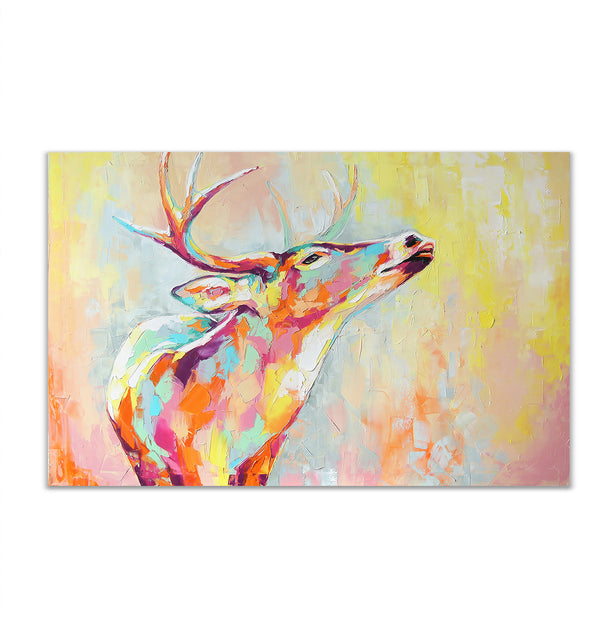 Canvas Wall Art, Oil Painted Deer Animal, Wall Poster