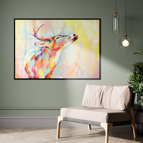 Wall Art, Oil Painted Deer Animal, Wall Poster