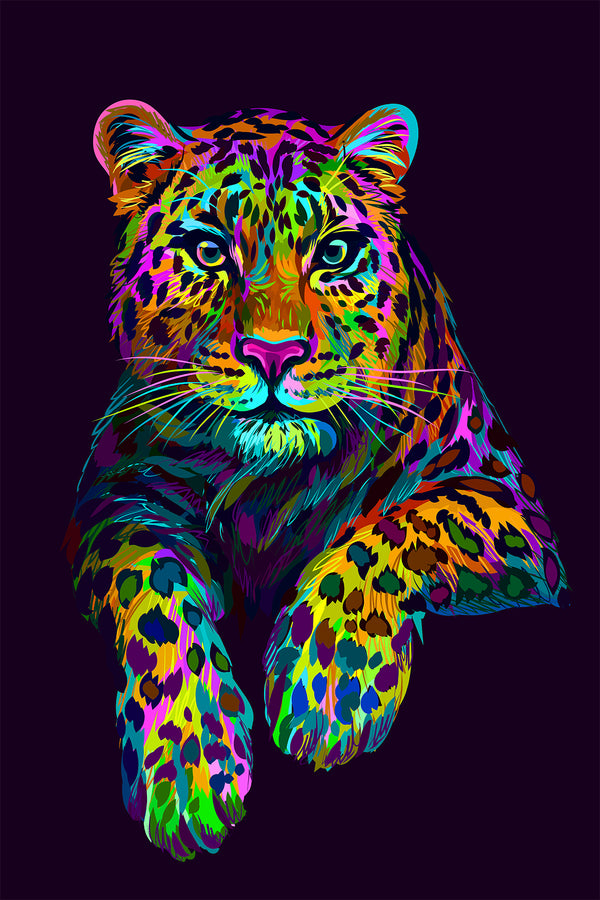 Canvas Wall Art, Neon Leopard, Wall Poster