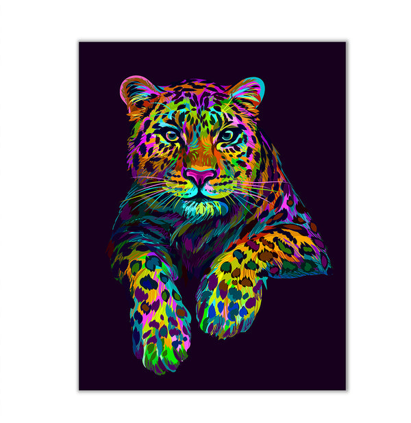 Canvas Wall Art, Neon Leopard, Wall Poster